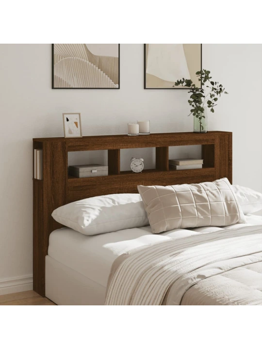 Čelo postele s LED hnědý dub 160x18,5x103,5 cm kompozitní dřevo