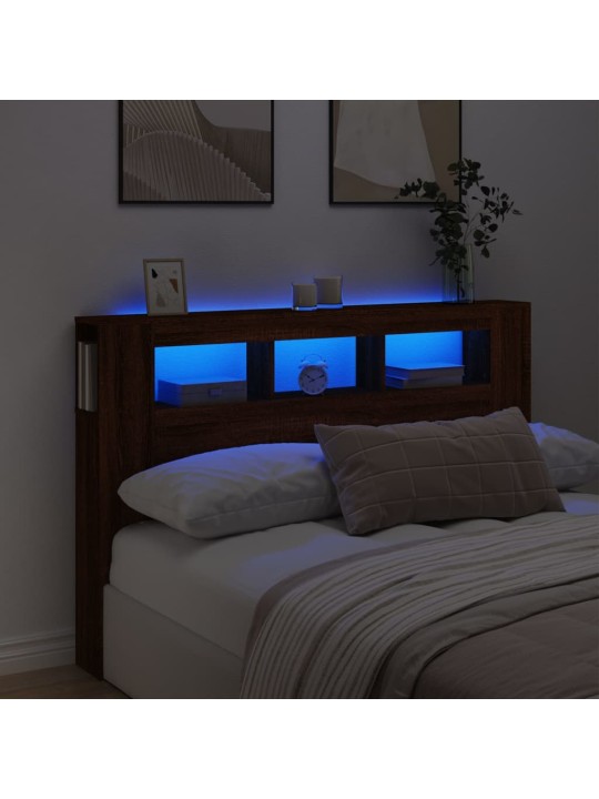 Čelo postele s LED hnědý dub 160x18,5x103,5 cm kompozitní dřevo