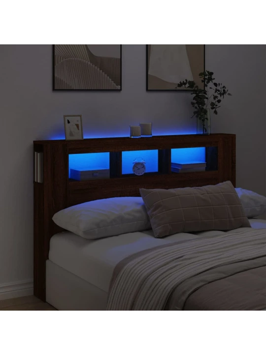 Čelo postele s LED hnědý dub 160x18,5x103,5 cm kompozitní dřevo
