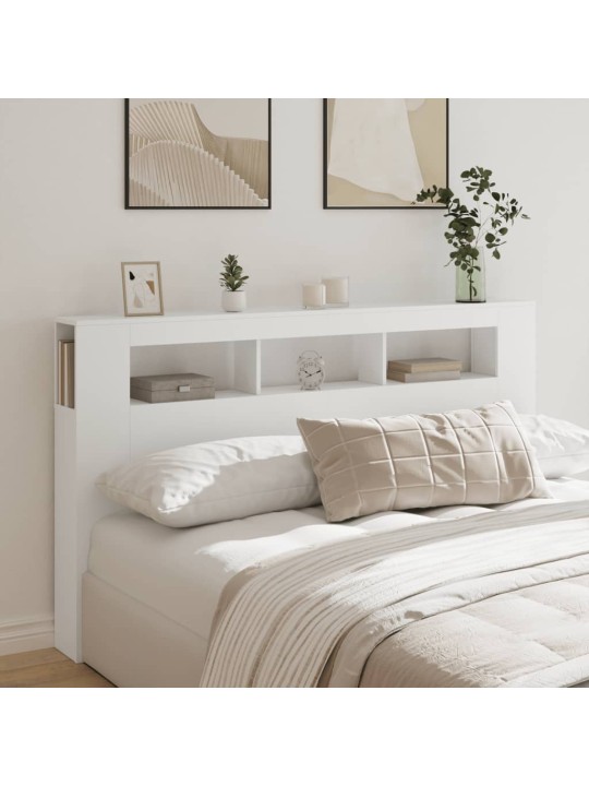 Čelo postele s LED bílé 180 x 18,5 x 103,5 cm kompozitní dřevo