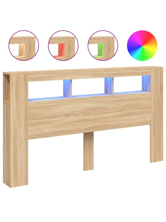 Čelo postele s LED dub sonoma 180 x 18,5 x 103,5 cm kompozit