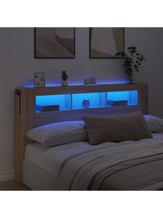Čelo postele s LED dub sonoma 180 x 18,5 x 103,5 cm kompozit