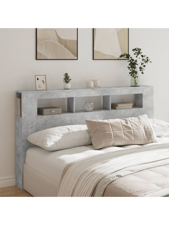 Čelo postele s LED betonově šedé 180 x 18,5 x 103,5 cm kompozit