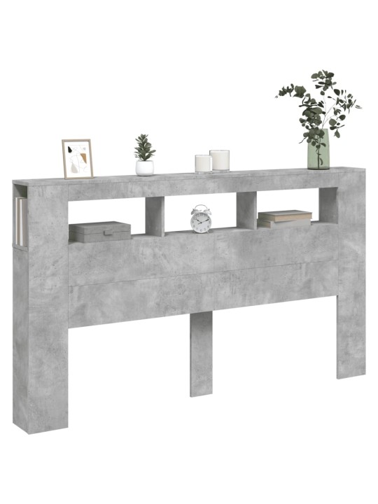 Čelo postele s LED betonově šedé 180 x 18,5 x 103,5 cm kompozit