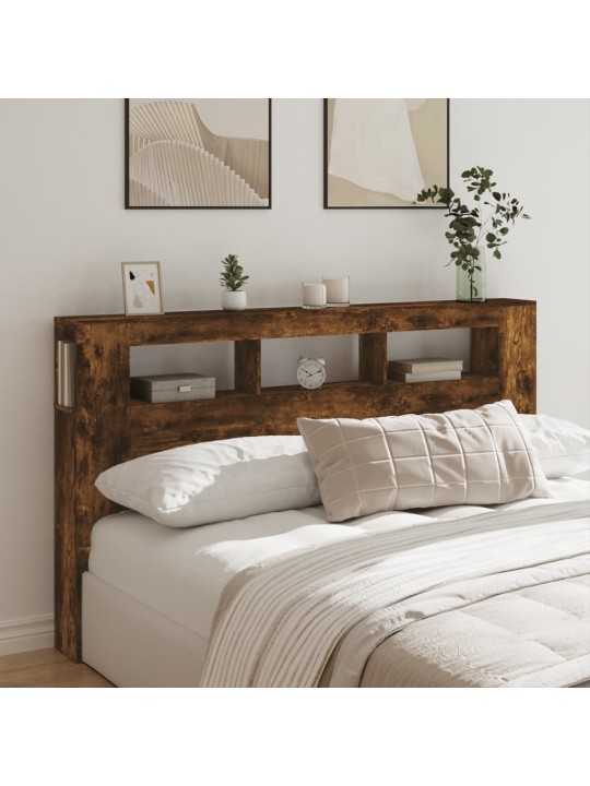 Čelo postele s LED kouřový dub 180 x 18,5 x 103,5 cm kompozit