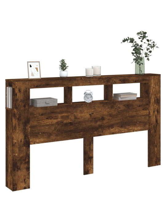 Čelo postele s LED kouřový dub 180 x 18,5 x 103,5 cm kompozit