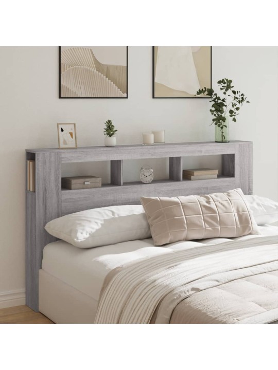 Čelo postele s LED šedé sonoma 180 x 18,5 x 103,5 cm kompozit