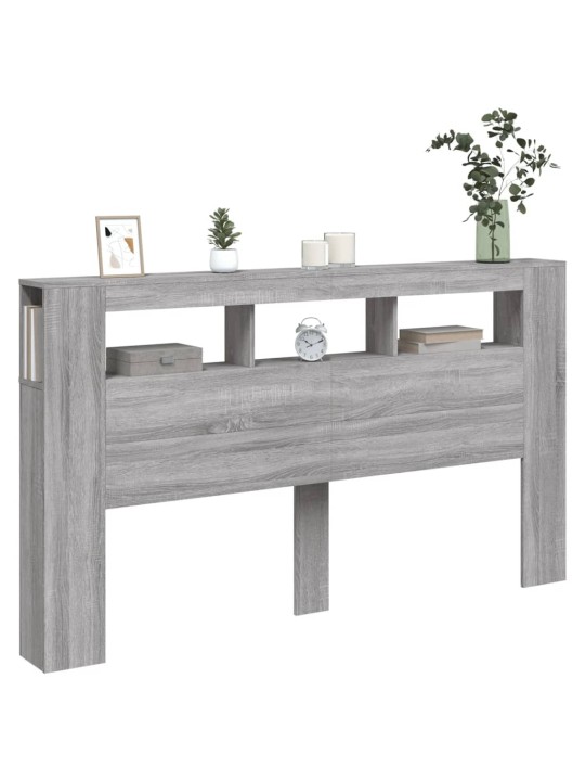 Čelo postele s LED šedé sonoma 180 x 18,5 x 103,5 cm kompozit