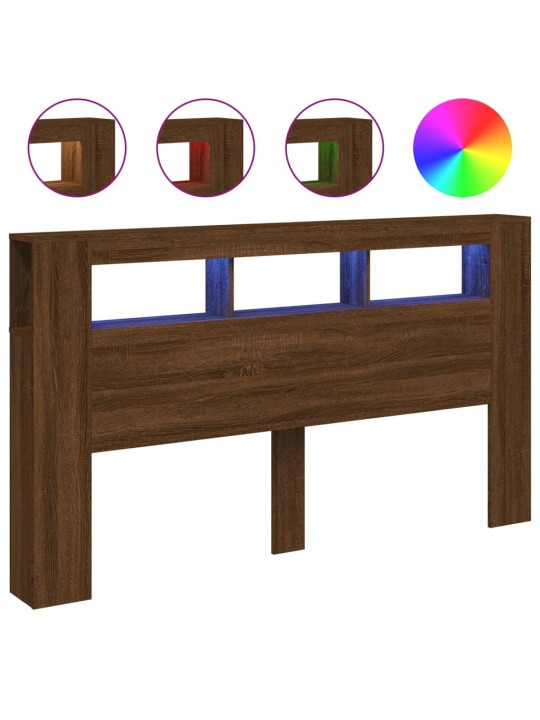 Čelo postele s LED hnědý dub 180x18,5x103,5 cm kompozitní dřevo