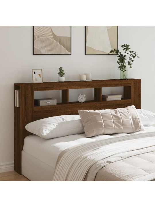 Čelo postele s LED hnědý dub 180x18,5x103,5 cm kompozitní dřevo