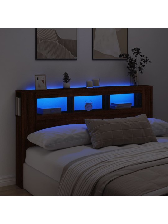 Čelo postele s LED hnědý dub 180x18,5x103,5 cm kompozitní dřevo