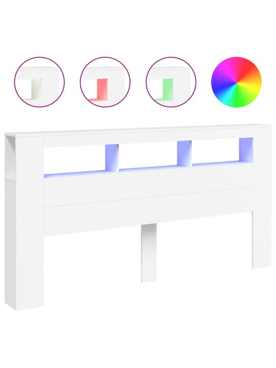 Čelo postele s LED bílé 200 x 18,5 x 103,5 cm kompozitní dřevo