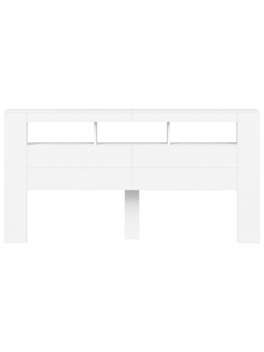 Čelo postele s LED bílé 200 x 18,5 x 103,5 cm kompozitní dřevo