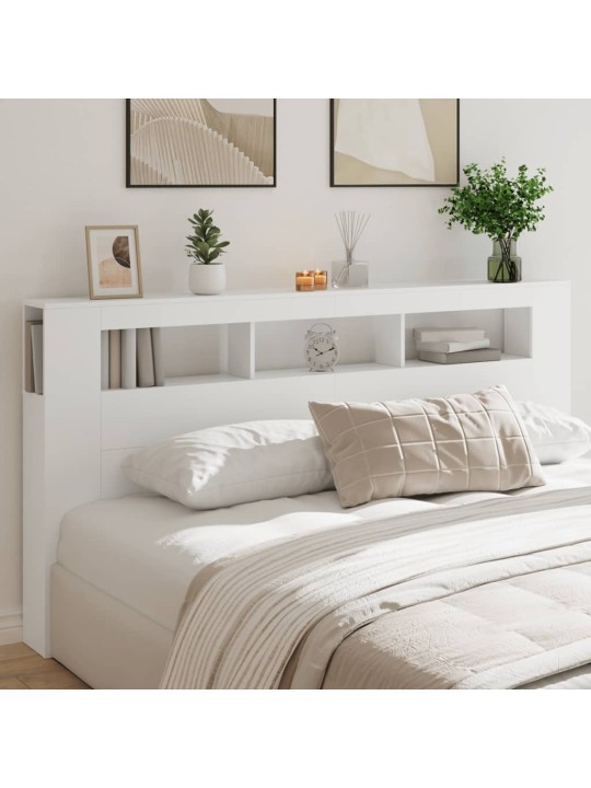 Čelo postele s LED bílé 200 x 18,5 x 103,5 cm kompozitní dřevo