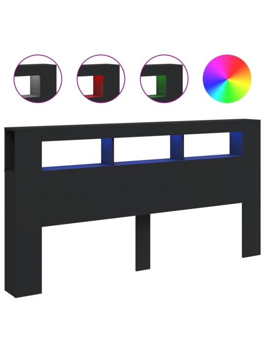 Čelo postele s LED černé 200 x 18,5 x 103,5 cm kompozitní dřevo
