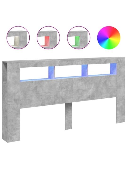 Čelo postele s LED betonově šedé 200 x 18,5 x 103,5 cm kompozit