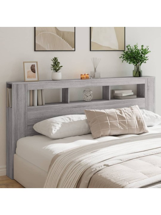 Čelo postele s LED šedé sonoma 200 x 18,5 x 103,5 cm kompozit