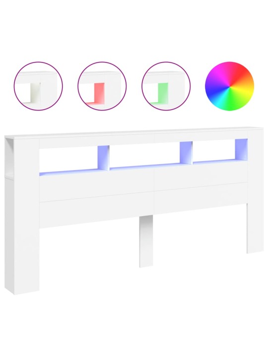 Čelo postele s LED bílé 120 x 18,5 x 103,5 cm kompozitní dřevo