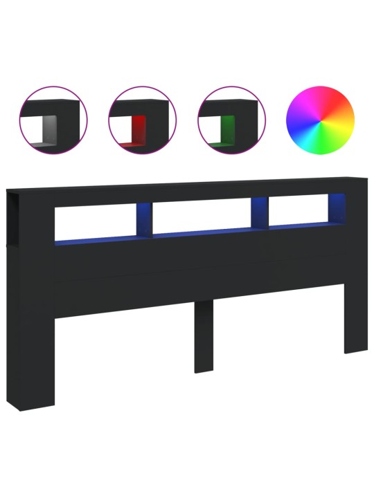 Čelo postele s LED černé 220 x 18,5 x 103,5 cm kompozitní dřevo