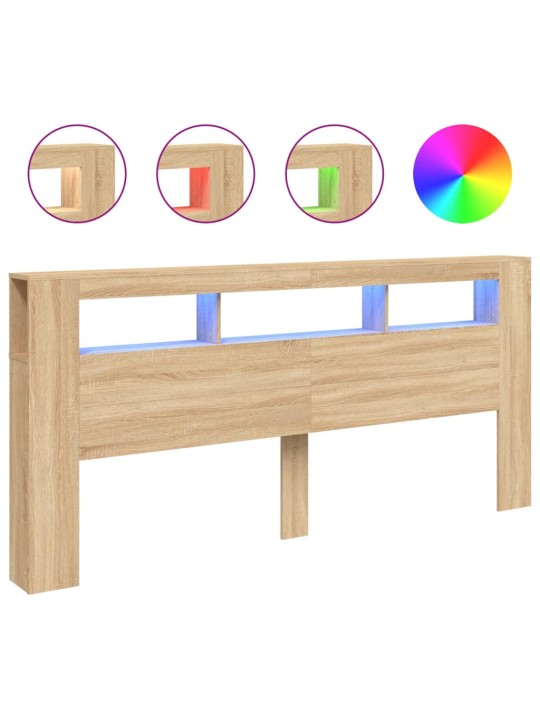 Čelo postele s LED dub sonoma 220 x 18,5 x 103,5 cm kompozit