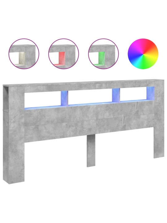Čelo postele s LED betonově šedé 220 x 18,5 x 103,5 cm kompozit