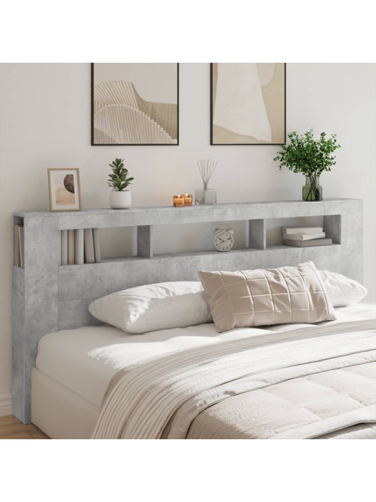 Čelo postele s LED betonově šedé 220 x 18,5 x 103,5 cm kompozit