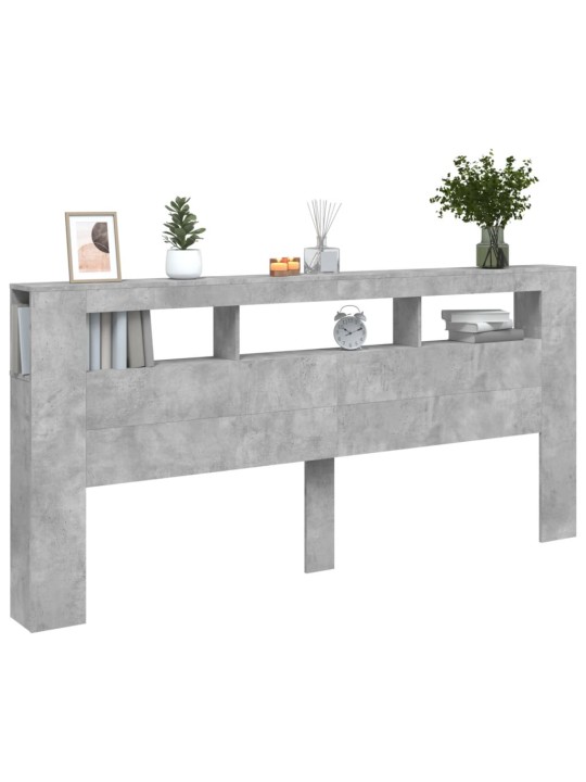 Čelo postele s LED betonově šedé 220 x 18,5 x 103,5 cm kompozit