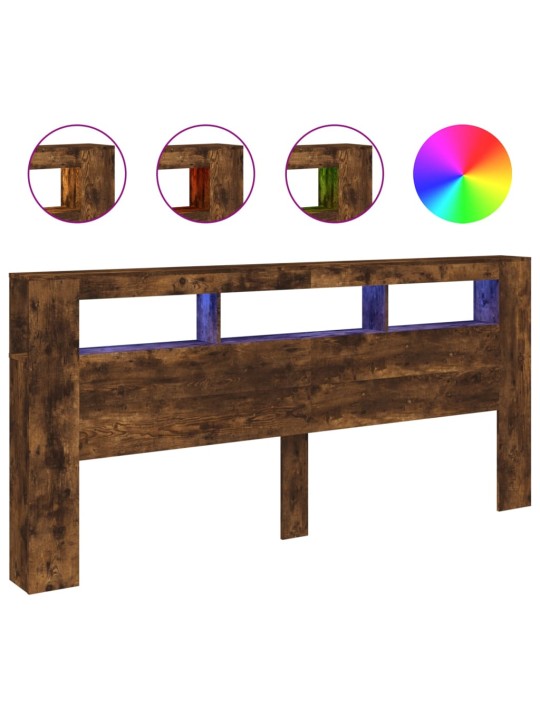 Čelo postele s LED kouřový dub 220 x 18,5 x 103,5 cm kompozit