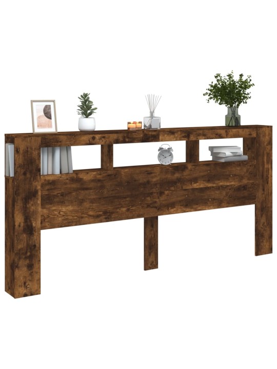 Čelo postele s LED kouřový dub 220 x 18,5 x 103,5 cm kompozit