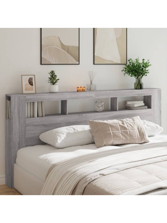 Čelo postele s LED šedé sonoma 220 x 18,5 x 103,5 cm kompozit