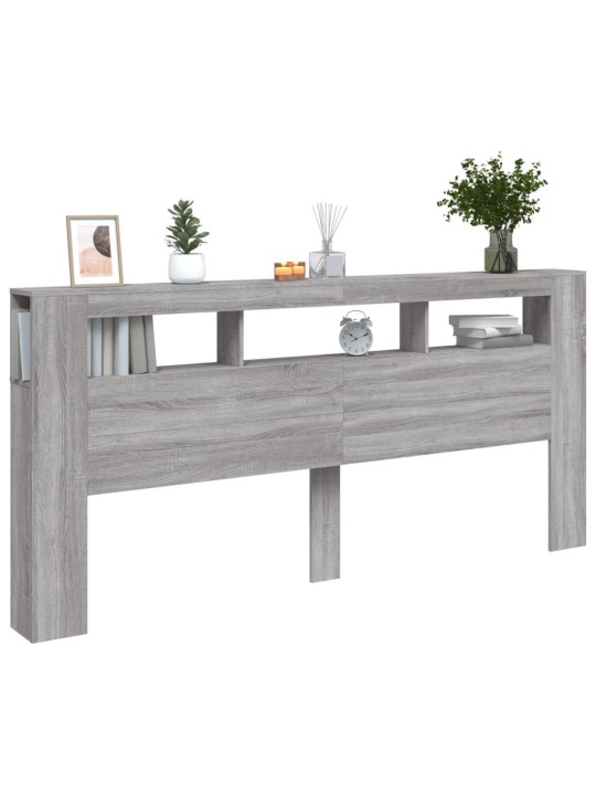 Čelo postele s LED šedé sonoma 220 x 18,5 x 103,5 cm kompozit