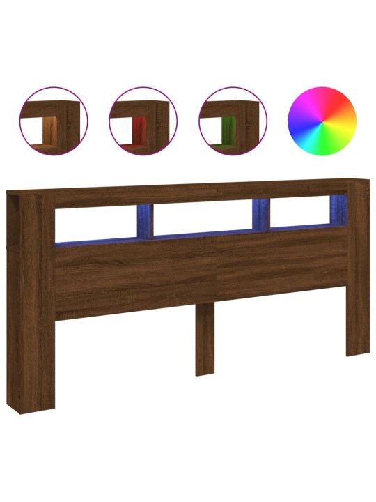 Čelo postele s LED hnědý dub 220x18,5x103,5 cm kompozitní dřevo