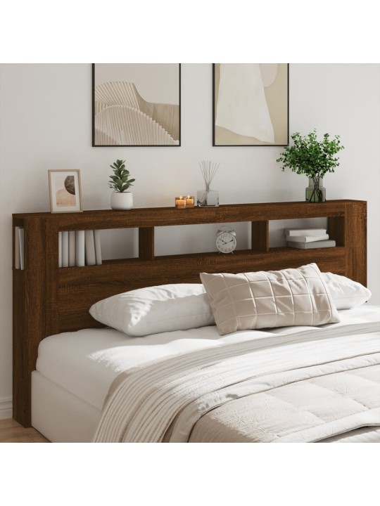 Čelo postele s LED hnědý dub 220x18,5x103,5 cm kompozitní dřevo