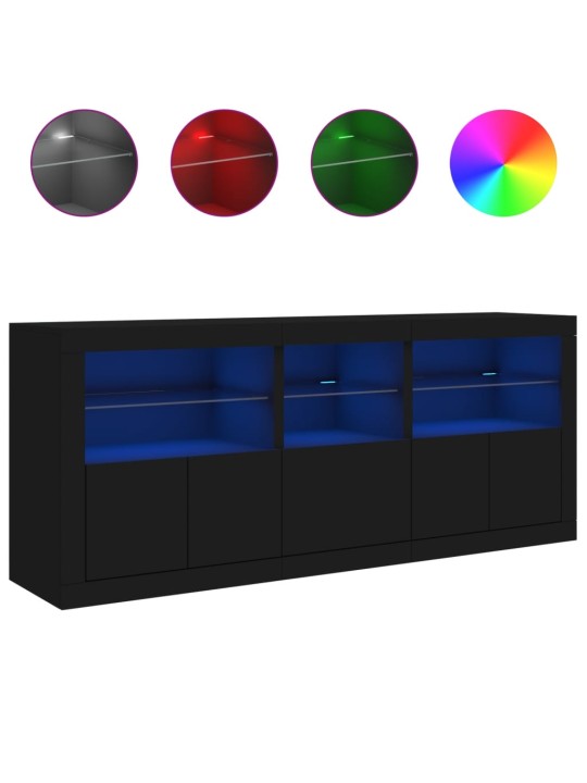 Příborník s LED osvětlením černý 162 x 37 x 67 cm