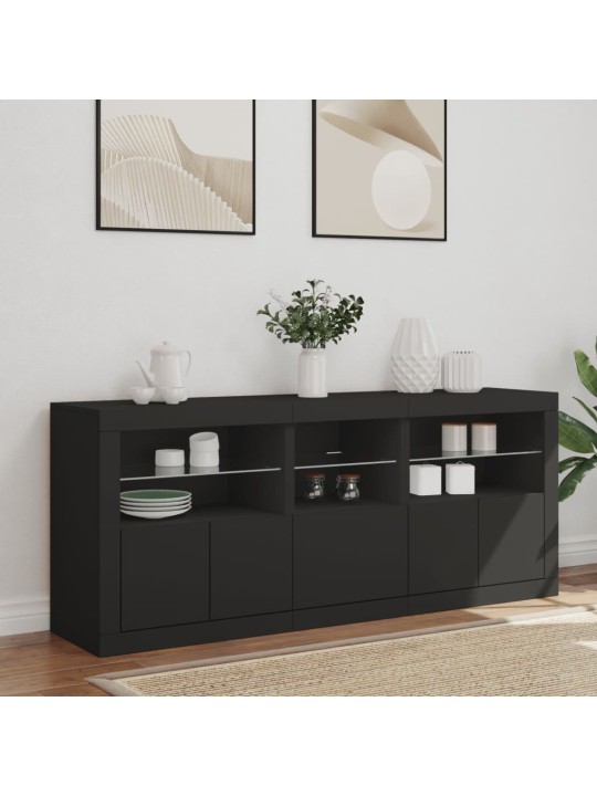 Příborník s LED osvětlením černý 162 x 37 x 67 cm