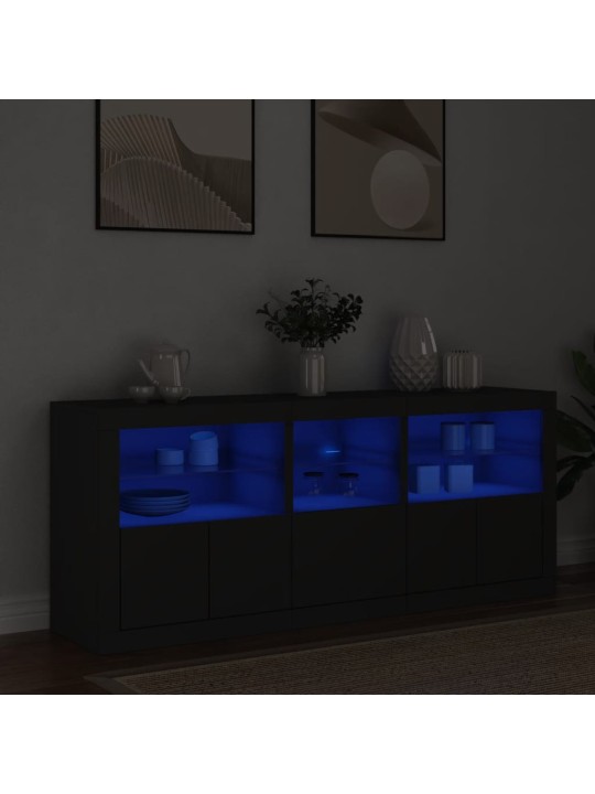 Příborník s LED osvětlením černý 162 x 37 x 67 cm