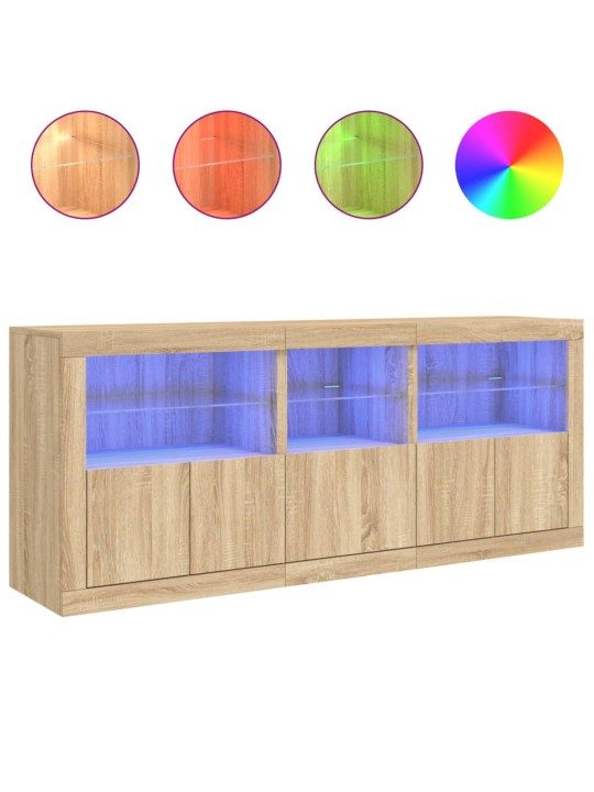 Příborník s LED osvětlením dub sonoma 162 x 37 x 67 cm