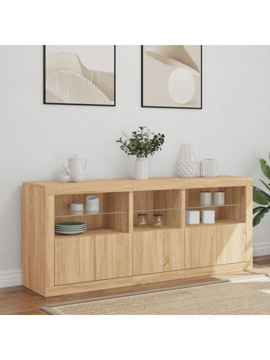 Příborník s LED osvětlením dub sonoma 162 x 37 x 67 cm