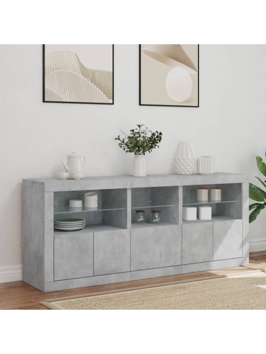 Příborník s LED osvětlením betonově šedý 162 x 37 x 67 cm