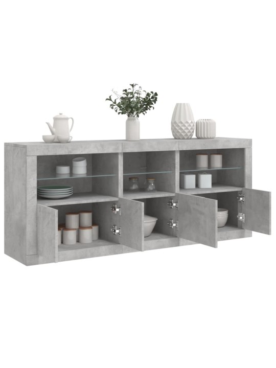 Příborník s LED osvětlením betonově šedý 162 x 37 x 67 cm