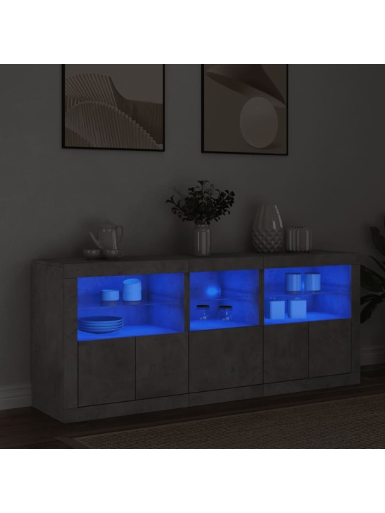 Příborník s LED osvětlením betonově šedý 162 x 37 x 67 cm