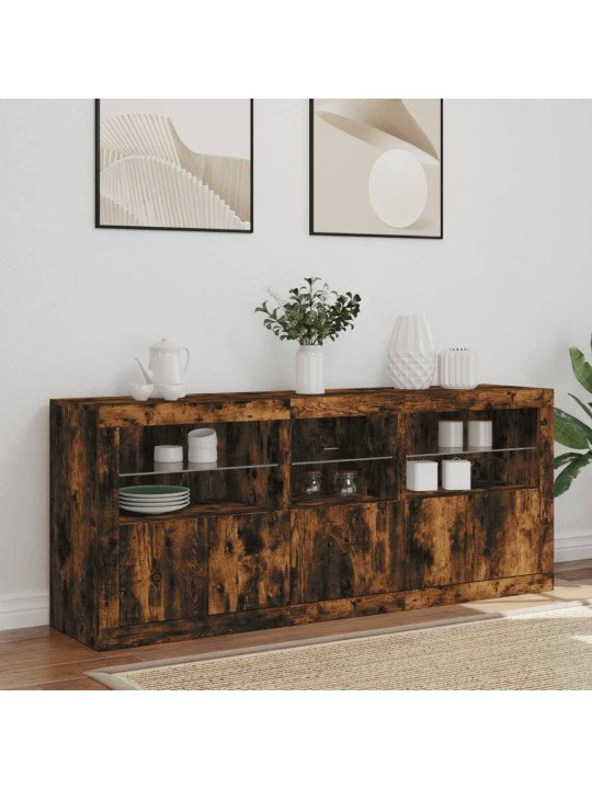 Příborník s led osvětlením kouřový dub 162 x 37 x 67 cm