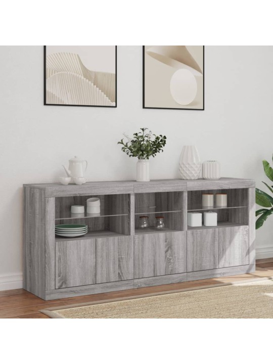 Příborník s led osvětlením šedý sonoma 162 x 37 x 67 cm