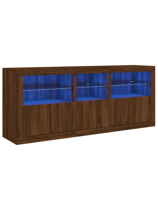 Příborník s LED osvětlením hnědý dub 162 x 37 x 67 cm