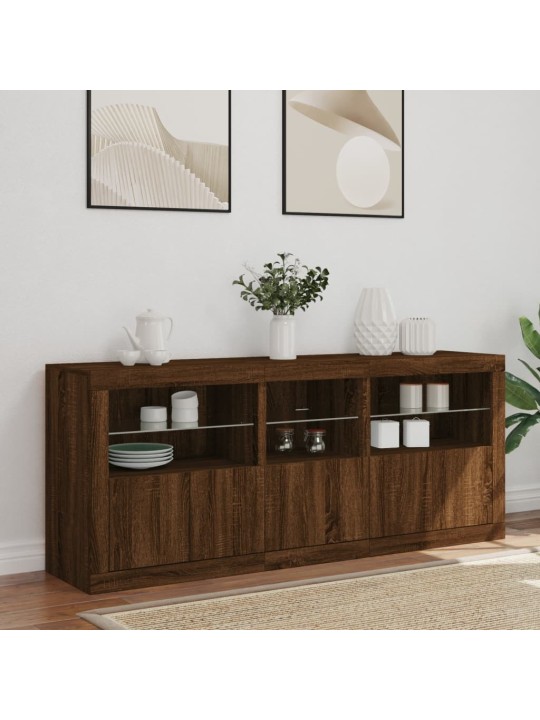 Příborník s LED osvětlením hnědý dub 162 x 37 x 67 cm
