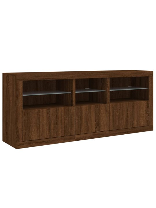Příborník s LED osvětlením hnědý dub 162 x 37 x 67 cm