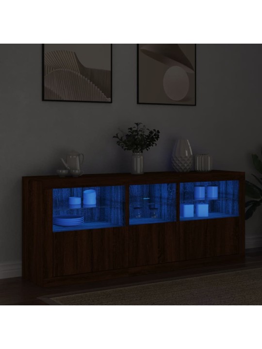 Příborník s LED osvětlením hnědý dub 162 x 37 x 67 cm
