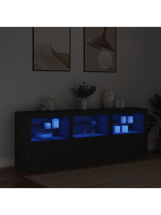 Příborník s LED osvětlením černý 181,5 x 37 x 67 cm