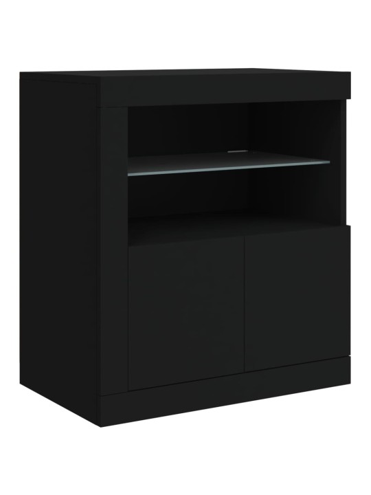 Příborník s LED osvětlením černý 181,5 x 37 x 67 cm
