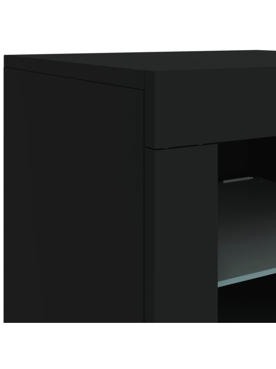 Příborník s LED osvětlením černý 181,5 x 37 x 67 cm